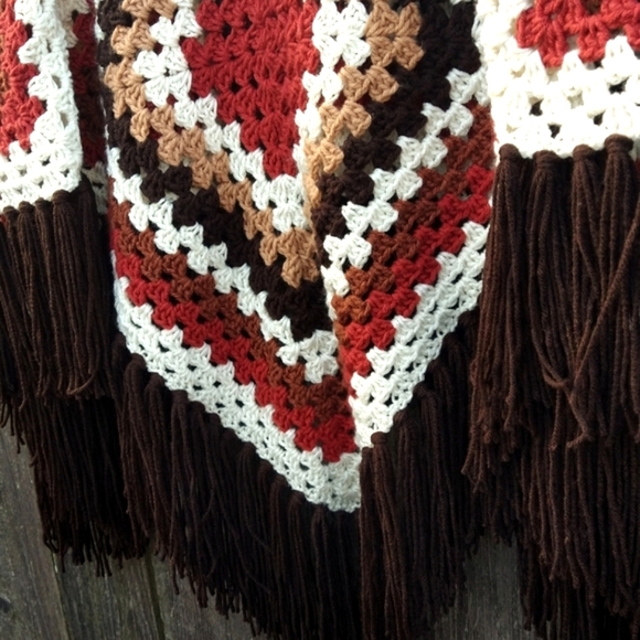 Western Boho Red Canyon Fireside Ruana Crochet by Tribal Bae - Picture 4 of 6